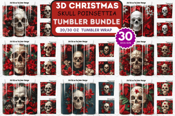 Christmas Skull Poinsettia Tumbler Wrap: A Bold Twist on Holiday Sublimation