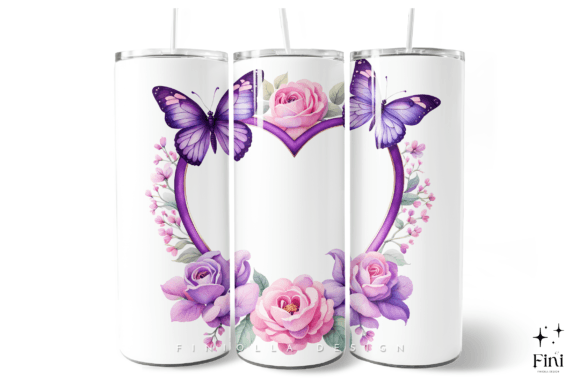 Cute Purple Heart Butterfly Tumbler Wrap: Elevating Your Sublimation Projects with Whimsical Charm