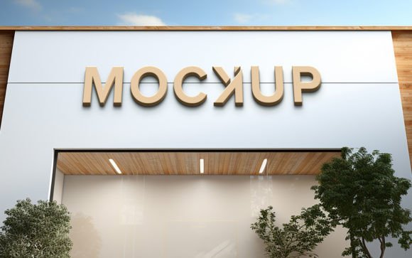 Elevating Brand Presence with a Front View Storefront Brand Logo Mockup