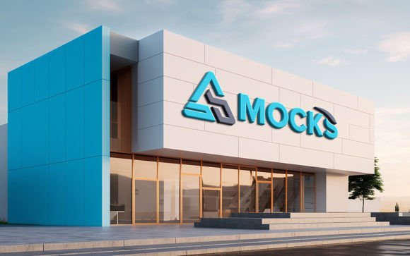 Elevating Brand Visibility with a Unique Shop Building Facade Logo Mockup