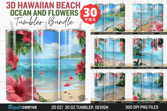 Elevating Sublimation Designs with the Hawaiian Beach Ocean and Flowers Tumbler Aesthetic