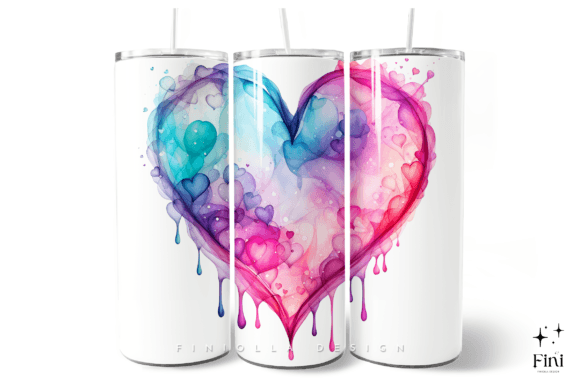 Heart Alcohol Ink Smoke Tumbler Wrap