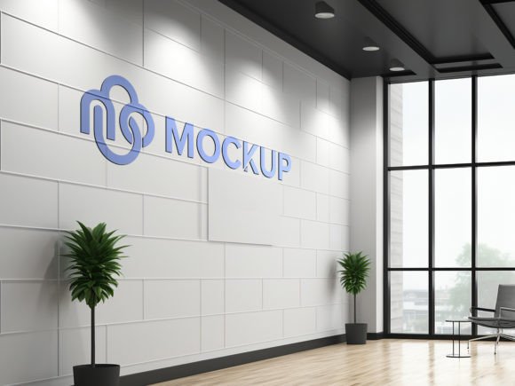 Indoor White Wall Office Logo Mockup