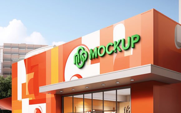 Modern Facade Sign Frontsign Logo Mockup: Elevating Brand Presence with Realistic Visuals