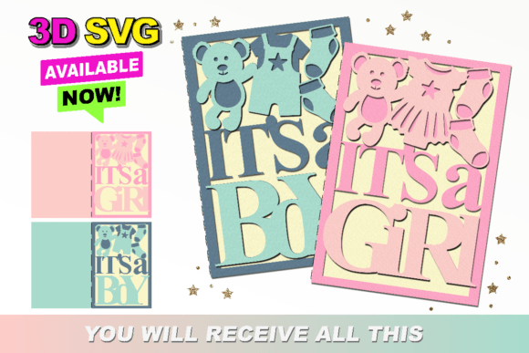 Newborn Baby Boy & Girl 3D SVG Bundle