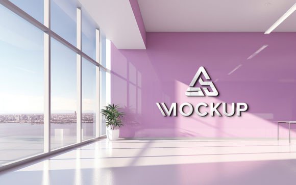 Realistic Logo Mockup on Office Wall