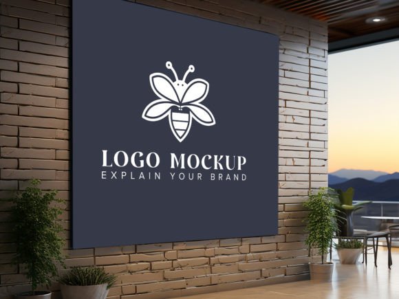 Realistic Logo on Wall Office Mockup