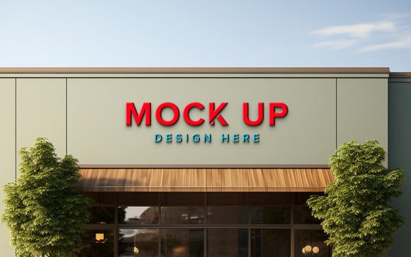 Storefront Facade Logo Mockup: Realistic Branding