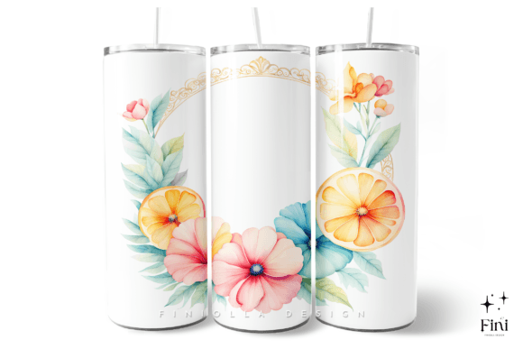 Tropical Summer Flowers Frames Tumbler: A Vibrant Design for Creative Sublimation Projects