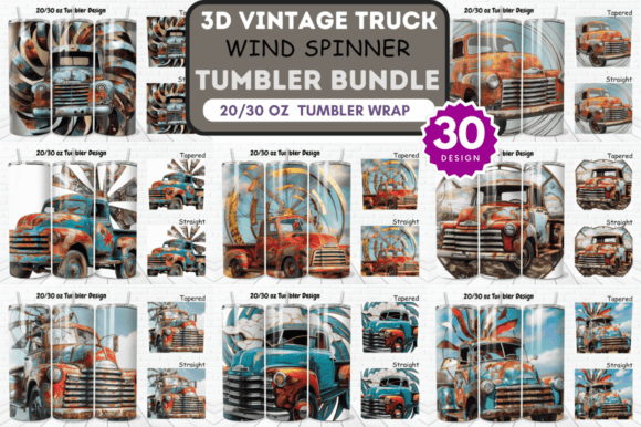 Vintage Truck Wind Spinner Tumbler Wraps